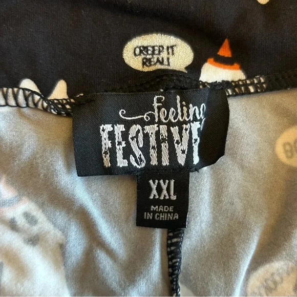 Feeling Festive Halloween Jet Black Ghost Leggings - Picture 7 of 9